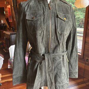 Green Suede w/ gold hardware Jacket - Michael Kors